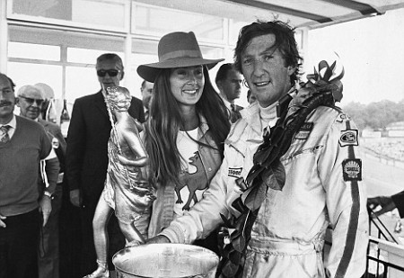 Jochen Rindt and wife Nina after his fortuitous win at Brands Hatch.20/7/70