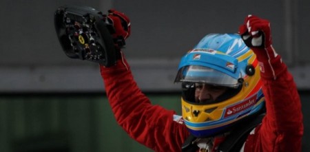 Fernadno Alonso celebrate at Malaysia 2012 Fernadno Alonso celebrate at Malaysia 2012